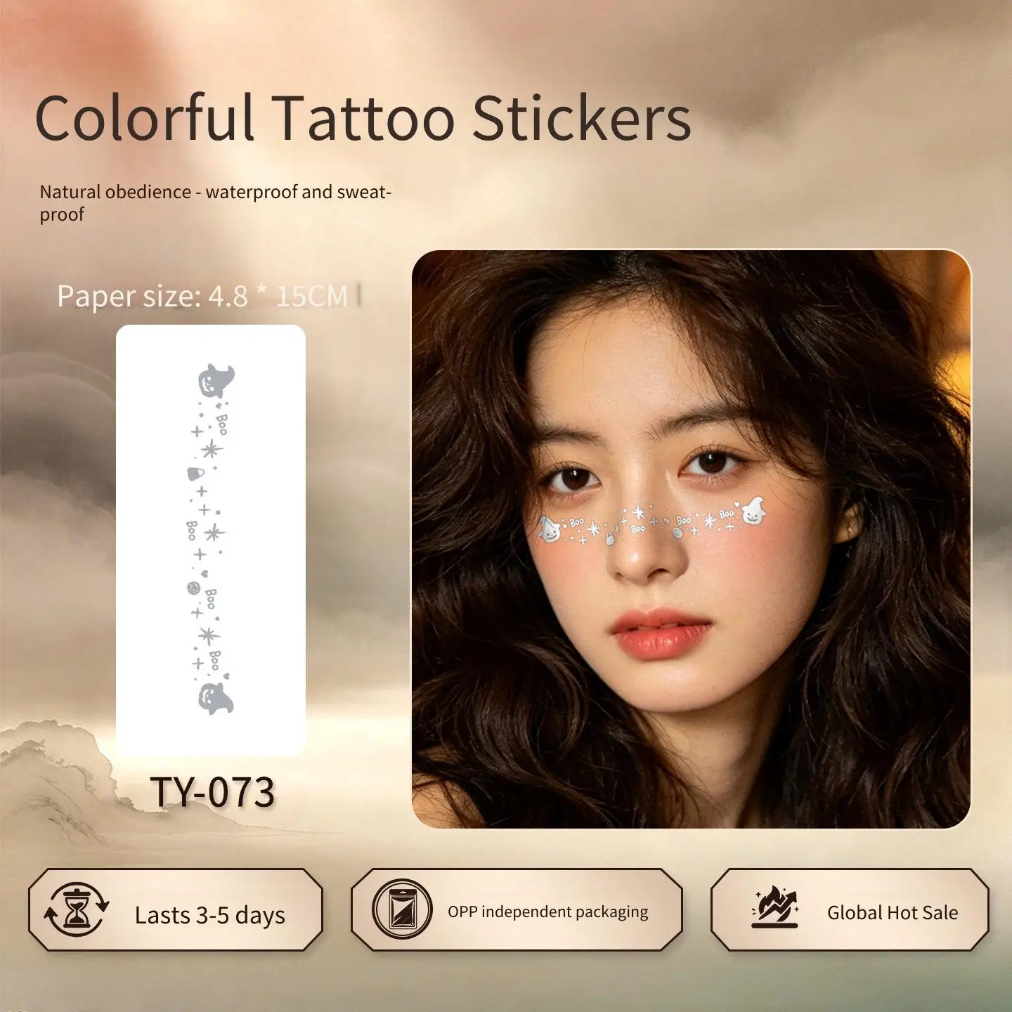 1 Sheet Per Pack Temporary Tattoo Sticker Waterproof Long Lasting Face for Women