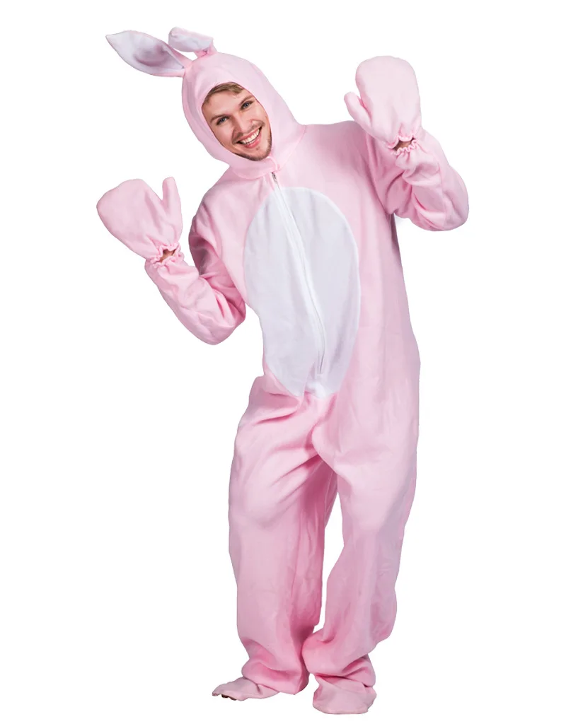 Hete Verkoop Konijn Cosplay Schattige Roze Jumpsuit Kostuum Konijn Oor Carnaval Feest Volwassen Paaskonijn Halloween