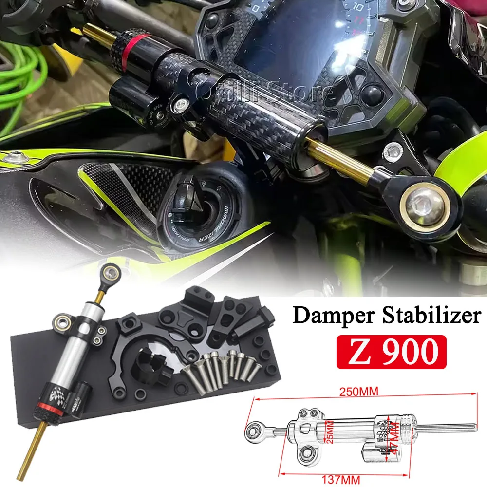 

For Kawasaki Z900 Z 900 2023-2017 Fiber Carbon Steering Damper Stabilizer Motorcycle Dampers Mount Bracket Support Kit