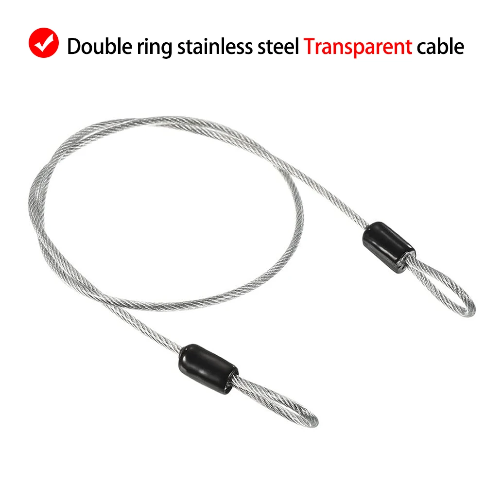 2PCS 2mm Transparent PVC Coated Cable 304 Stainless Steel Wire Rope Luggage Lock Core Wire With Double Ring 0.3/0.4/0.5/1/1.5/2M