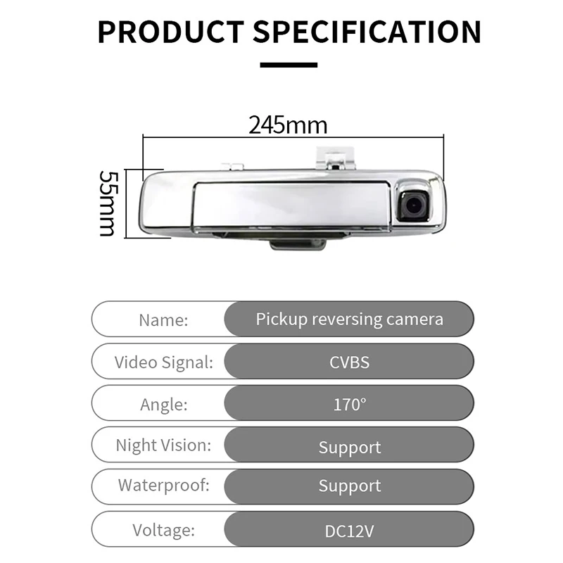 CCD Waterproof Pickup Truck Tailgate Handle Rear View Reverse Camera For Isuzu D-max Dmax RT50 RT85 2012~2018