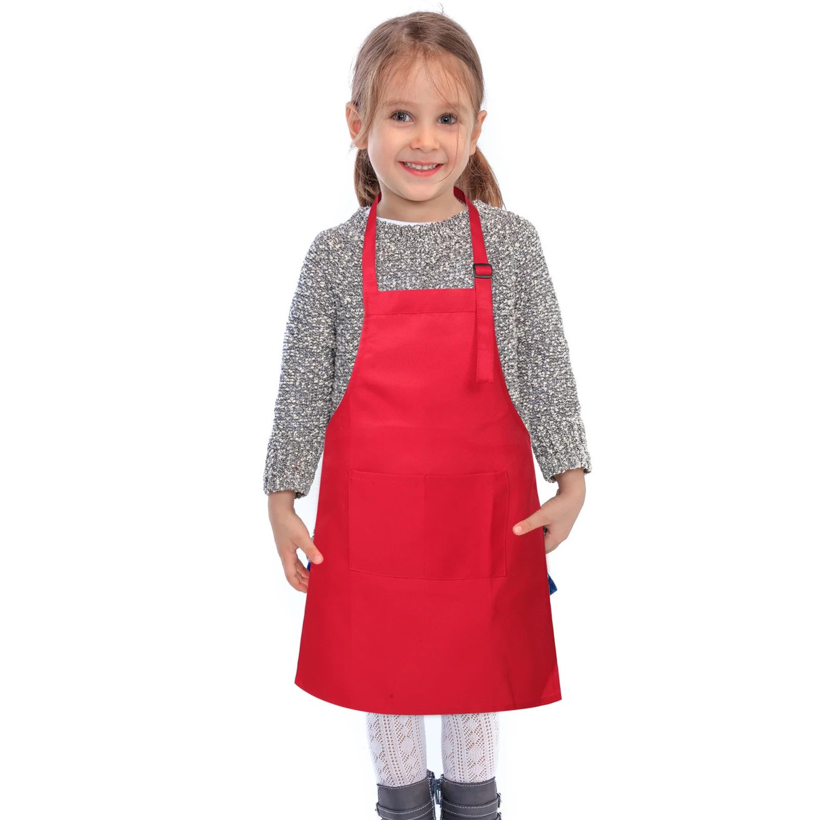 

4Pcs Kids Apron Adjustable Size Cooking Painting Apron with Pockets Childrens Aprons for Baking Craft Activities Kitchen