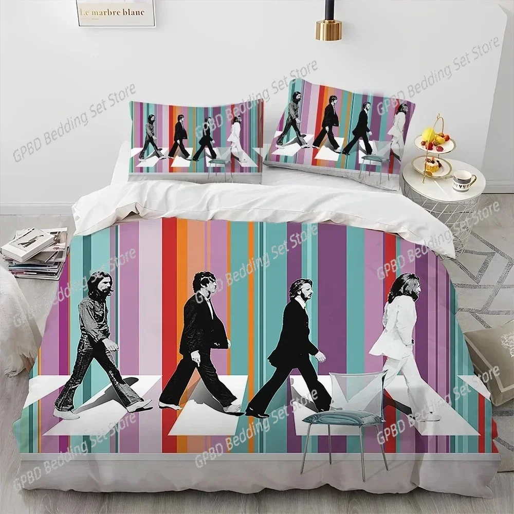 

3D B-Beatles Rock Stand Star Comforter Bedding Set,Duvet Cover Bed Set Quilt Cover Pillowcase,king Queen Size Bedding Set Boys