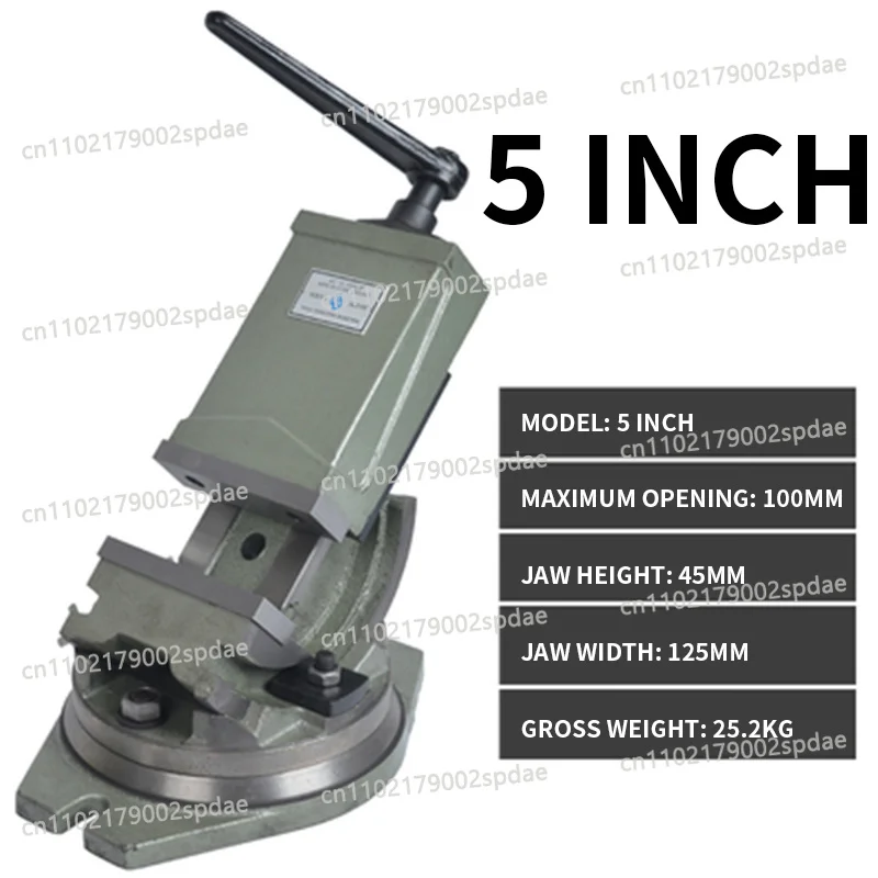 5 Inch Heavy Duty Tilting Precision Angle Machine Vise Solid Bench Clamp For Milling Machine Workpiece Fixing