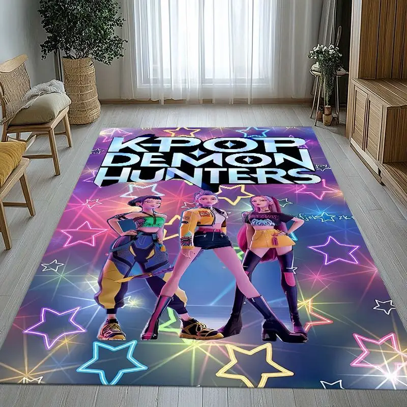 KPop D-Demon H-Hunters Girl Group Cartoon Soft Non-Slip Area Rug for Living Room,Bedroom Playroom Carpet Mat for Sofa,Home Decor