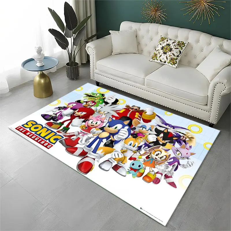 Classic S-Sonic Cartoon Game Carpet Rug for Playroom Bedroom Living Room Sofa Home Decor, Area Rug Non-slip Floor Mat Fest Gift
