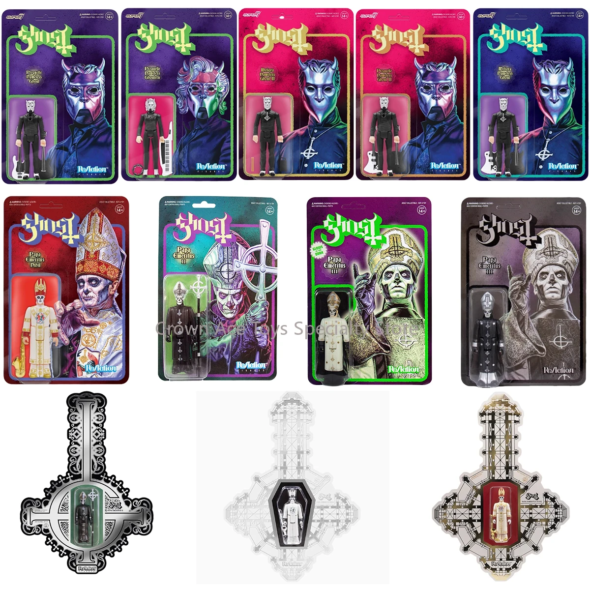 In magazzino Super7 Ghost nouneless Ghouls Papa Emeritus Mummy Dust Pro-Memoria 3.75in Action Figure Trendy Limited giocattoli da collezione