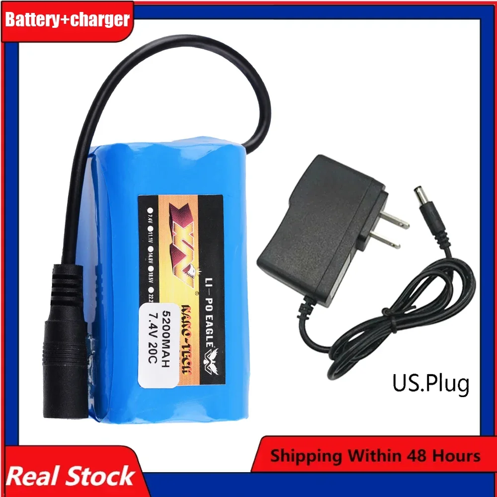 

7.4V 5200Mah 20C FPV Lipo Battery with Charger for T188 T888 2011-5 V007 C18 H18 Remote Control Fish Finder Fishing Bait Boat