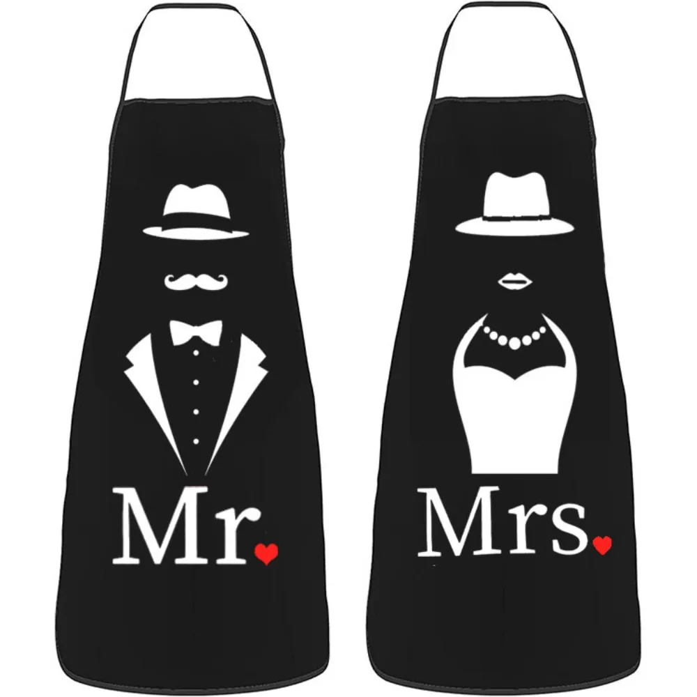 2Pcs/Set Funny Aprons for Couple His and Her Mr & Mrs Kitchen Aprons Set for Baking Cooking Birthday Wedding Engagement Gifts