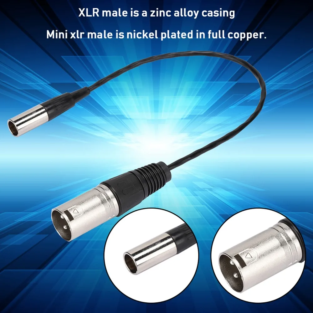 

30cm/11.81in Mini XLR 3Pin Male to XLR Male Plug and Play Stable Audio Camera Mic Cord Transfer Cable for Canon Audio Cable
