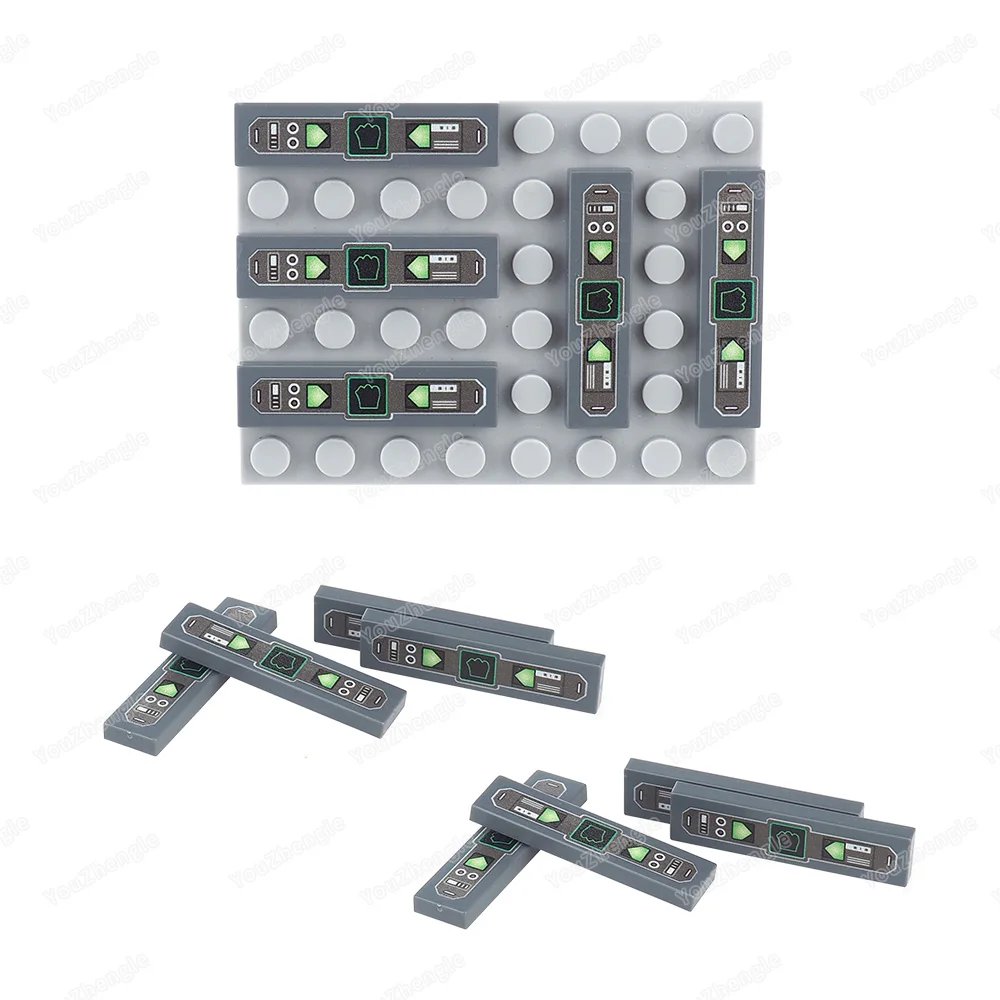 Nadruk dłoni elektroniczny ekran rozpoznawania wzór 2431 klocki do budowy drukowane 1x4 płytki części MOC mechaniczny Model sceny zabawka na prezent
