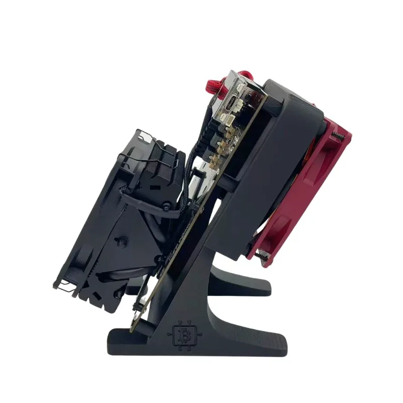 2025 Nerdaxe NerdQaxe ++ 4.8TH/s BTC Miner 4×BM1370 ASIC جهاز تعدين بيتكوين مفتوح المصدر مع PSU | طبعة المروحة باللون العنابي #5