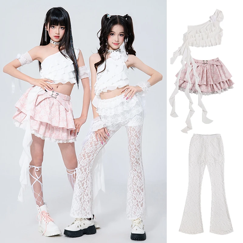 

Одежда для сцены K-pop для девочек, наряды для джазовых танцев для девочек, детский костюм для подиума, укороченный топ в стиле хип-хоп, шорты, брюки XH2798