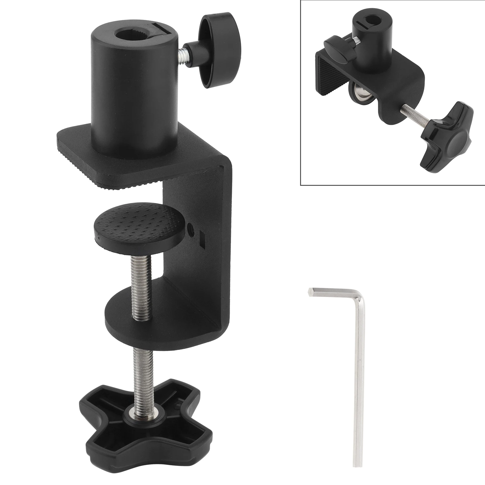 

Table Mount Clamp Metal Adjustable Dual Use Desk Clamp Mic Clamp Holder for Magnifying Lamp / Swing Arm Lamp / Microphone Stand