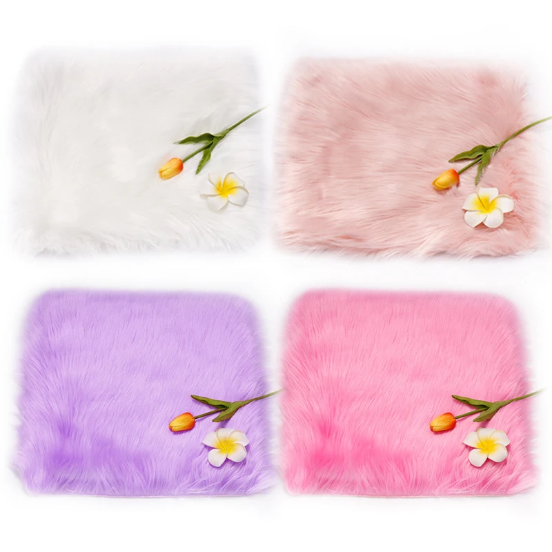 Coussin en Fourrure Douce pour la Pratique du Nail Art, Polymère de Table, Coussin en Peluche, Cœur, Rond, Carré, Salon de Manucure, Accessoire Photo Lavable