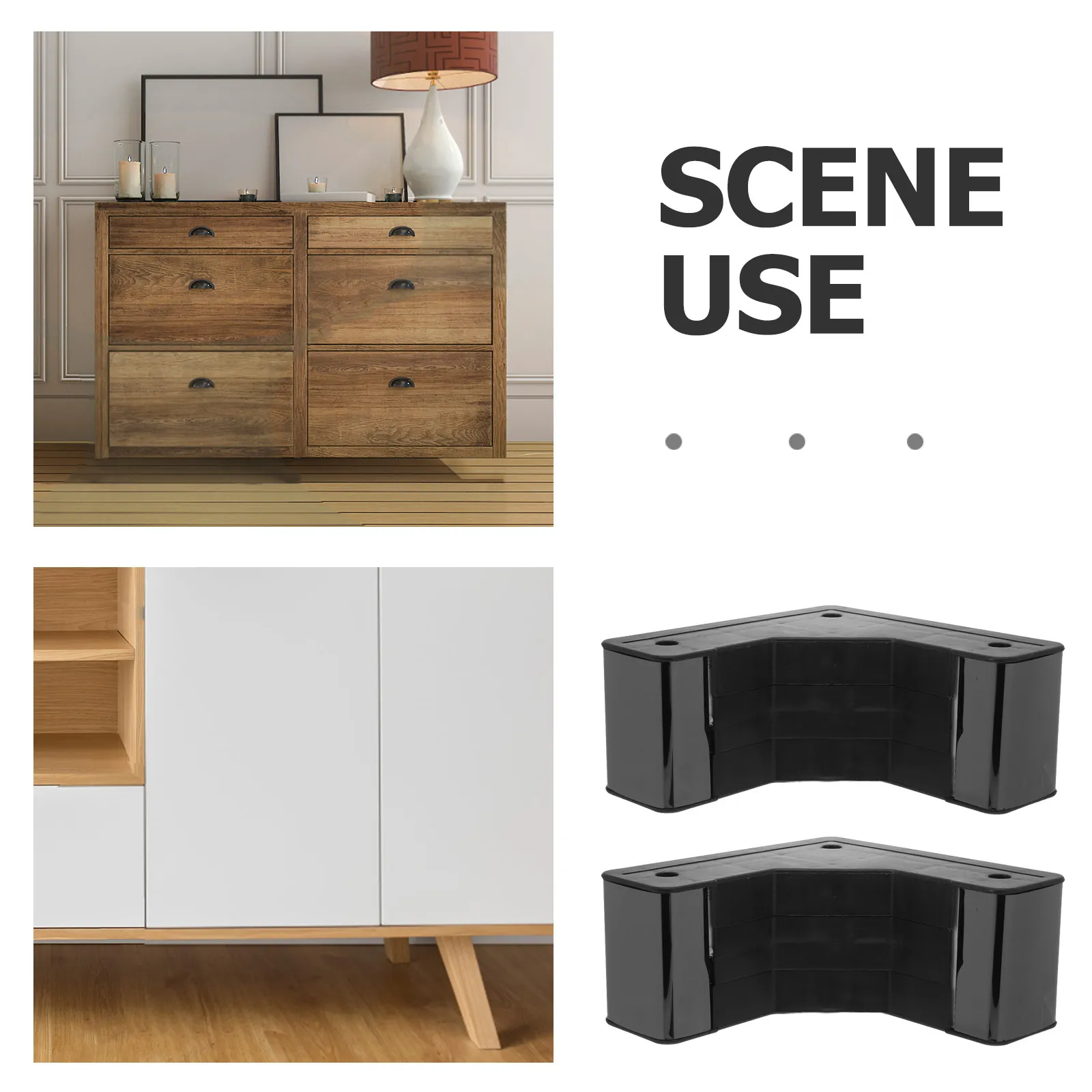 4Pcs Black Metal L-Shaped Furniture Legs for Living Room Bedroom Kitchen Office Sofa Bed Desk Table Shelf Moisture-Resistant