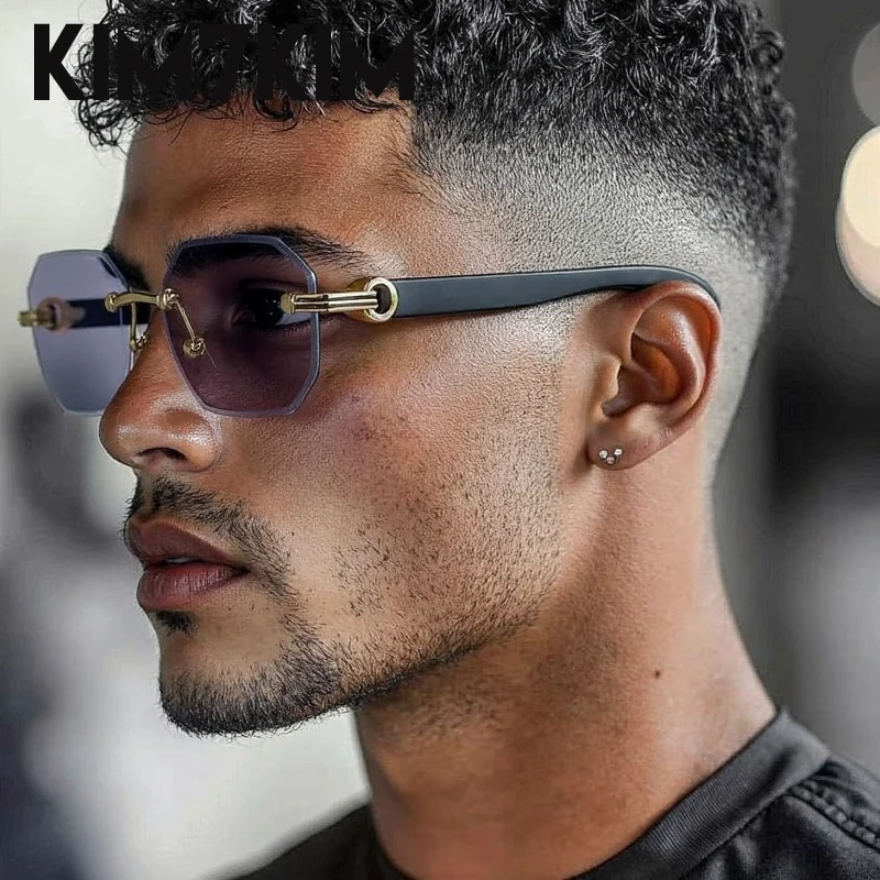 

Frameless Square Photochromic Sunglasses Men 2025 Luxury Brand Punk Rimless Polygon Sunglass Retro UV400 Eyewear Driving Shades