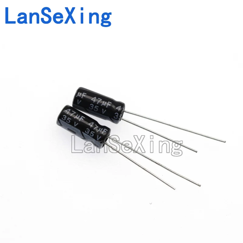 Capacitor eletrolítico de alumínio, volume de componentes em linha, 5x11mm, 35V, 47UF, 35V