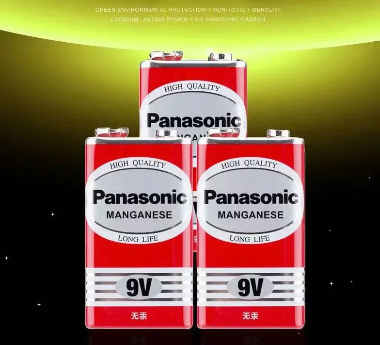 Panasonic 9V 6F22 Alkaline Battery for Alarm Wireless Microphone Mercury Free Long working life