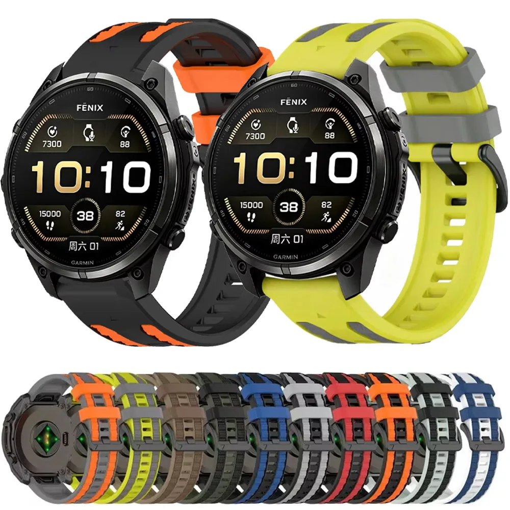 Quick Fit 22mm 26mm Strap for Garmin Fenix 9/9 Pro/8/E/7/7X Pro 51mm 47mm Silicone Wristband for Garmin Tactix 8/Quatix 8 Correa