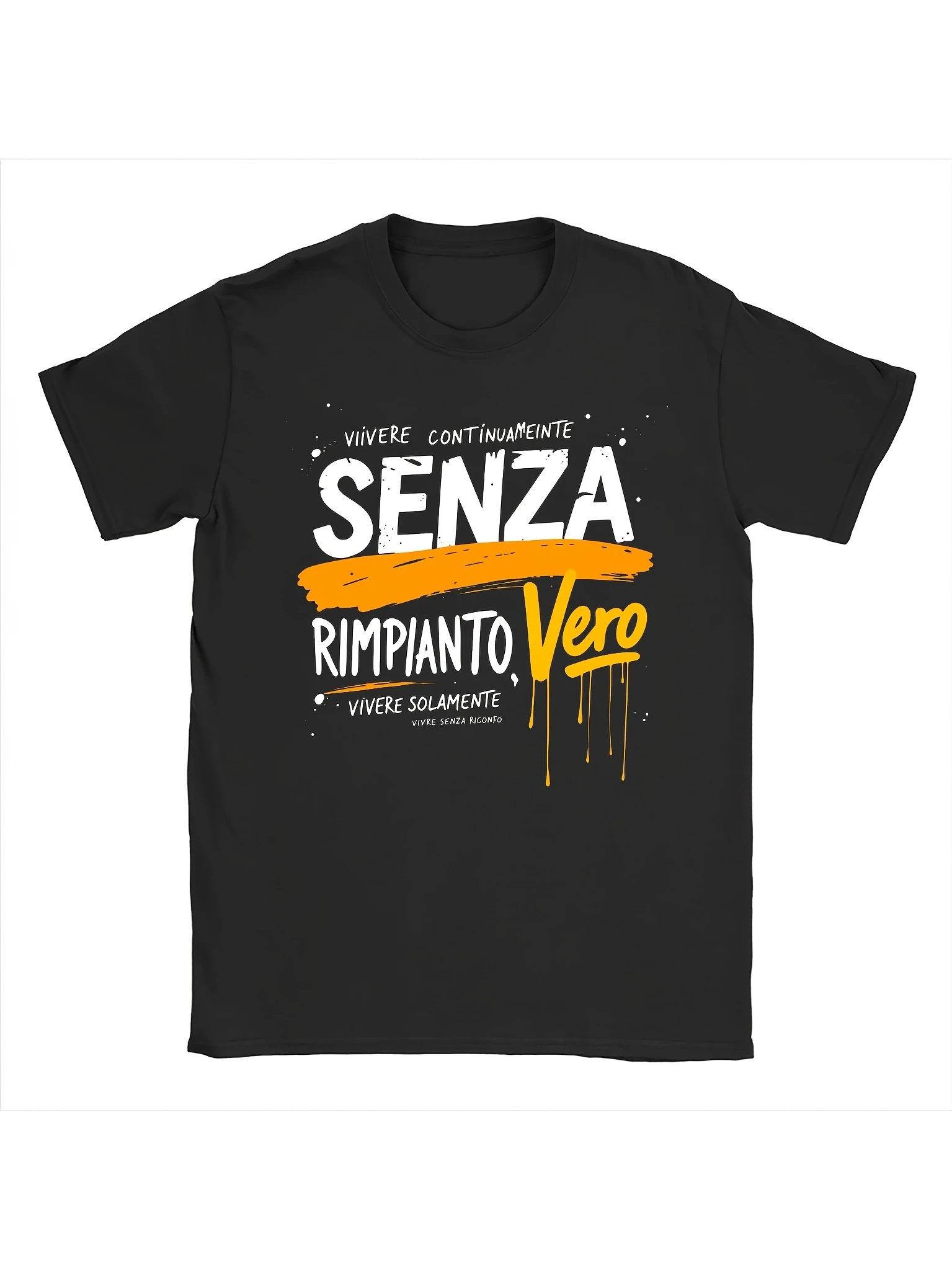 Men's Vasco Rossi Iconic Portrait Print T-Shirt – Black with Yellow/White 