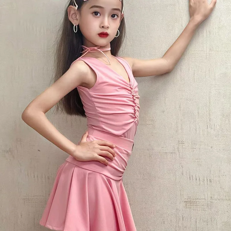 فستان رقص لاتيني للأطفال للفتيات أزياء لاتينية للفتيات تشا تشا سامبا رومبا بدلة مسابقة للأطفال ملابس رقص لمرحلة الأداء