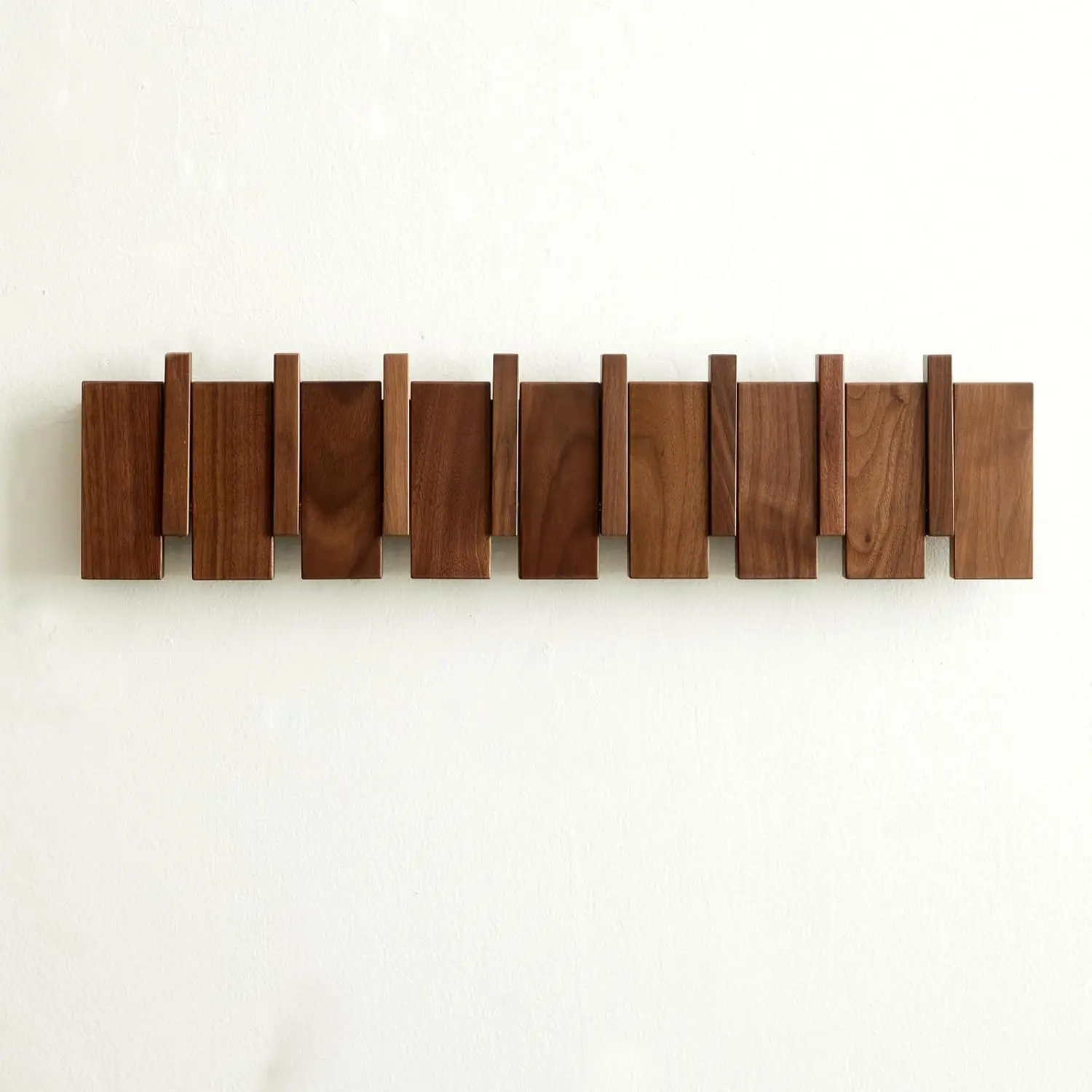 

Wood Coat Rack Wall Mount with 8 Hooks for Coats, Keys, Hats, Towels, Bags and Plants in Walnut Finish