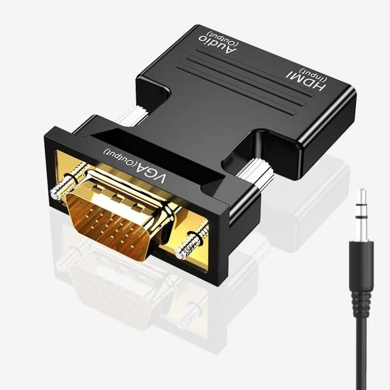 HDTV To VGA Line With Audio 1080P HDMI-compatibl Female To VGA Male Converter With Audio 3 5mm Projector Computer Monitor