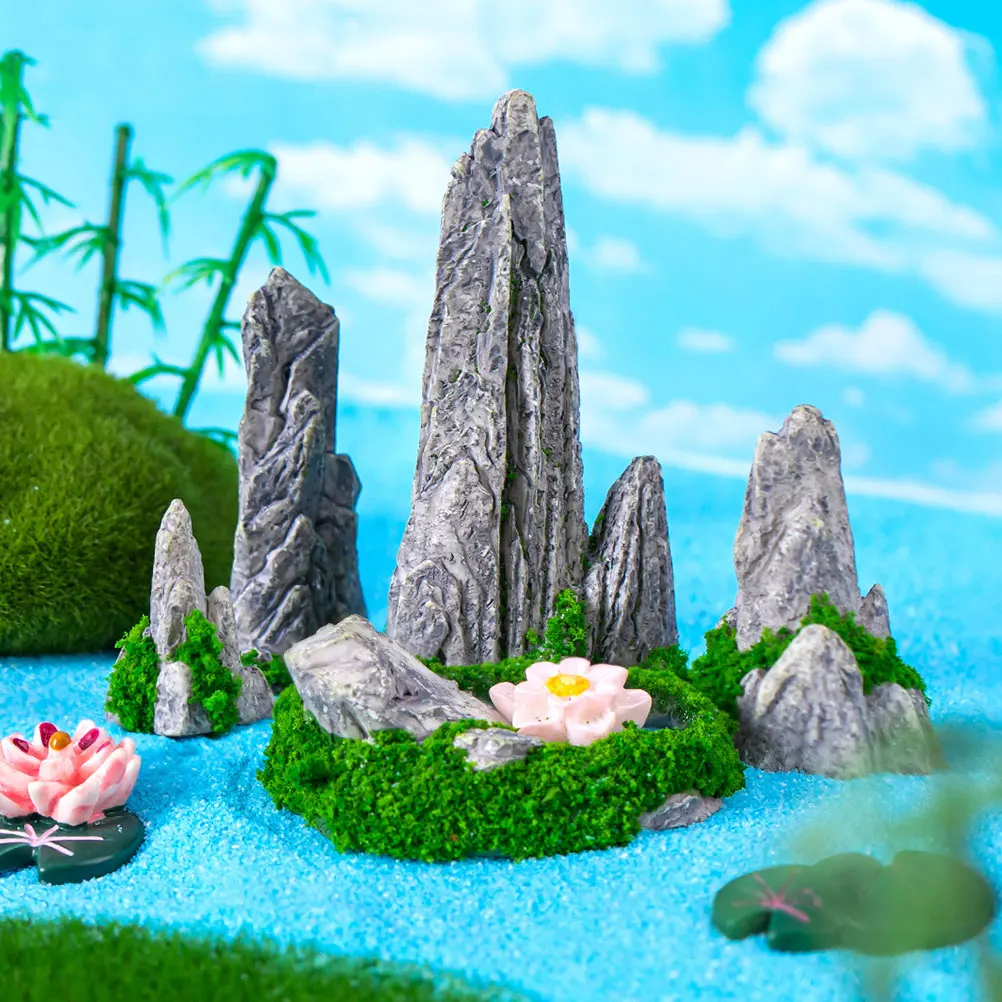 

7pcs Mini Resin Mountain Waterfall Decor Indoor Rockery Garden Micro L naments for Aquarium Fish Tank L scaping Miniature