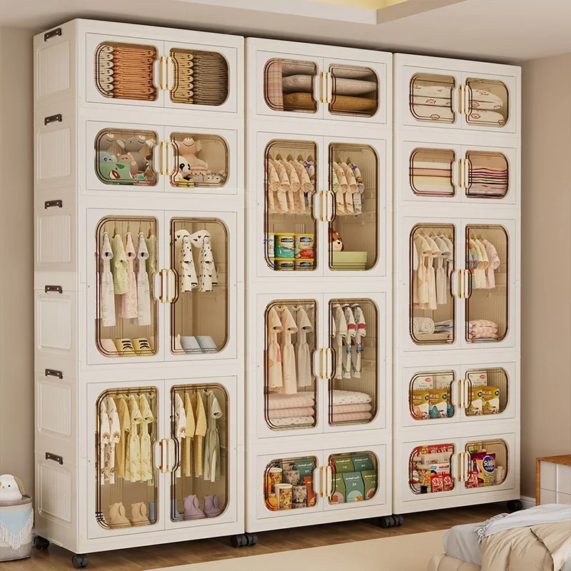 Guarda-Roupa Dobrável de Montagem Rápida para Bebês – Armário Multicamadas para Roupas e Brinquedos para Sala de Estar/Quarto, Organizador Compacto para Casa