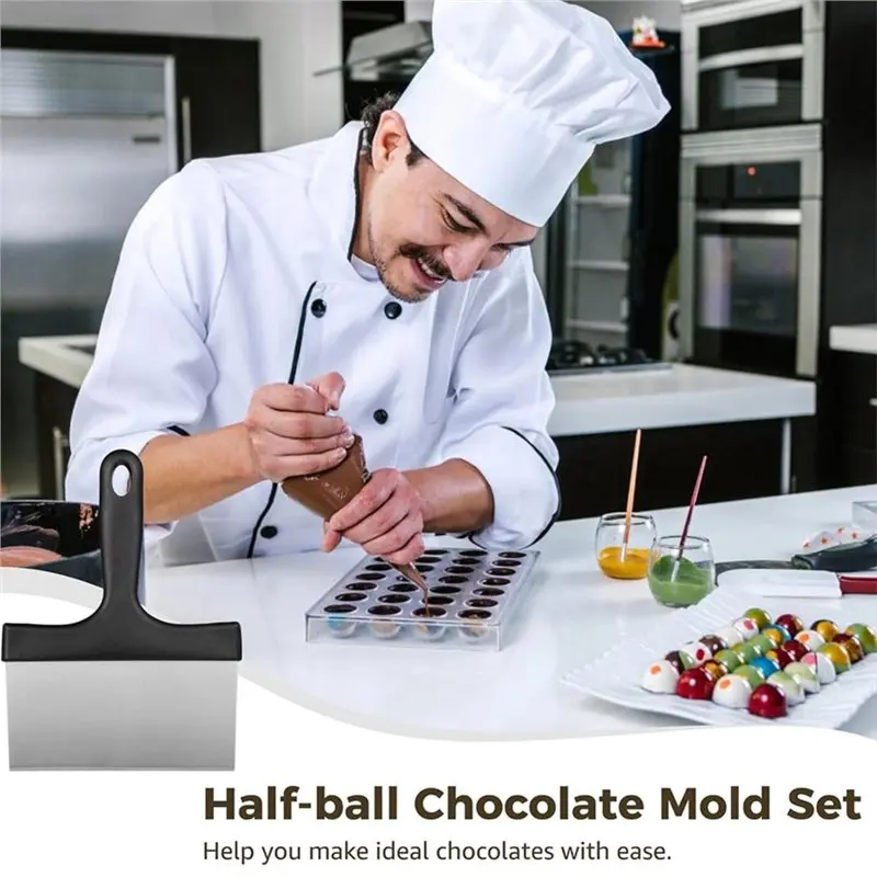 [A92P!】 Polycarbonate Half Ball Chocolate Candy Molds With Scraper