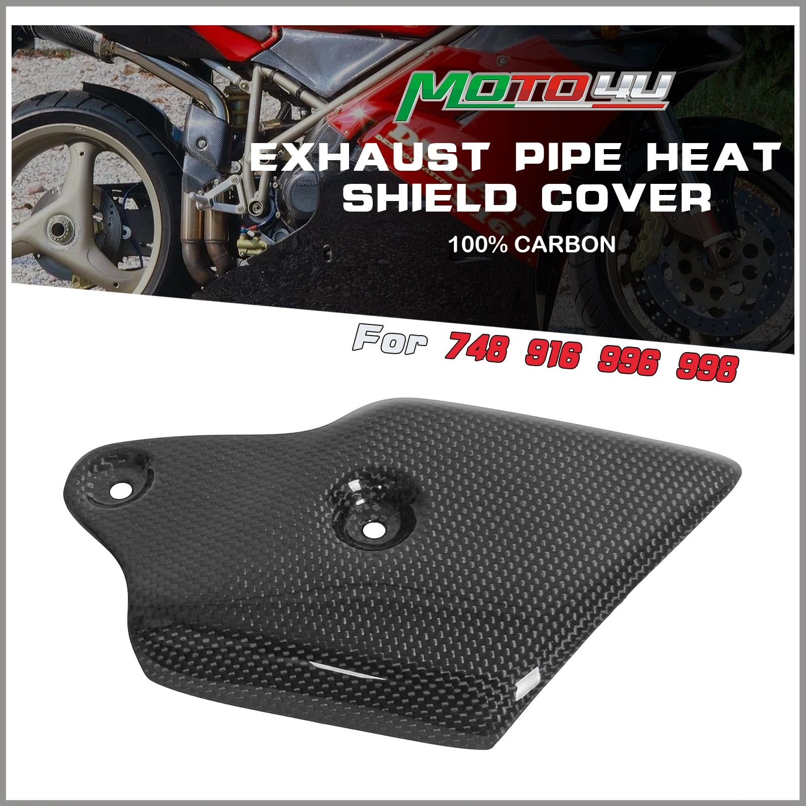 MOTO4U For Ducati 748 916 996 998 100% Carbon Fiber Exhaust Pipe Heat Shield Cover Fairing Cowl Motorcycle Modification