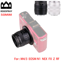 50mm F1.4 Portrait Photography Camera Lens+Adapter ring For Canon EOSM/RF Panasonic Olympus M4/3 FUJI FX SONY NEX Nikon N1/Z