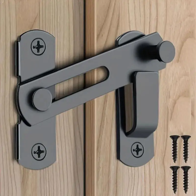Barn Door Latch Matte Black Hardware Privacy Lock Slide Door Bolt For Bathroom Bedroom Garage Cabinet Safety Gate Buckle