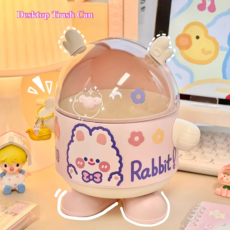 

Kawaii Cute Little Deer Desktop Trash Can Organizer Garbage Bin Home Office Rubbish Bin Cartoon Cute Dustbin Kid Room Decoration
