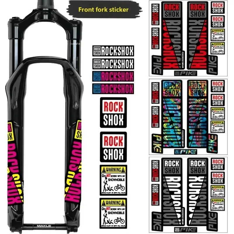 1Set 4Pcs RockShox Pike Waterproof Vinyl Fork Decals Multicolor Swirl Pattern MTB Suspension Replacement Stickers