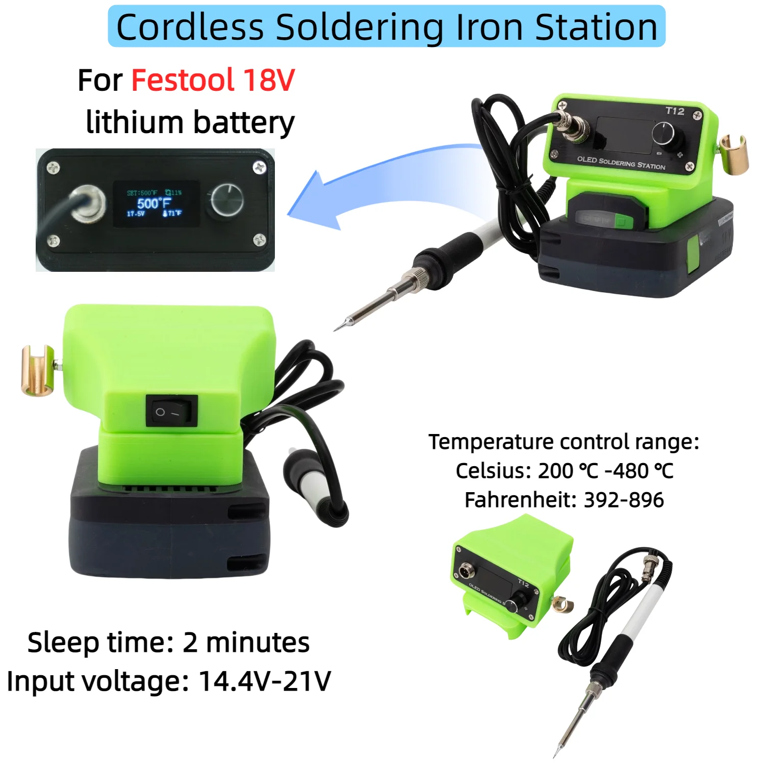 

Cordless Soldering Iron Station for Festool 18V Battery T12 Digital Display Soldering Iron Electronic Repair Welding Tool