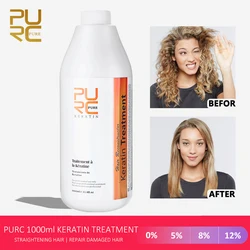 PURC-champú de queratina brasileña para tratamiento del cabello, crema alisadora profesional, producto para el cuidado del cabello rizado y encrespado, 1000ml