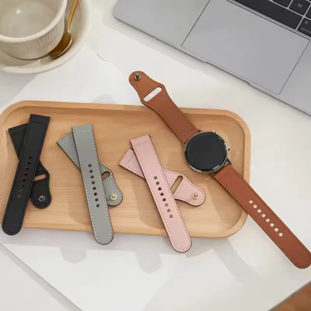 Correa de cuero de 22mm y 20mm para Samsung Galaxy Watch 7/6/5/4 Gear S3 Amazfit GTR/GTS, Correa Huawei Watch GT5 Pro