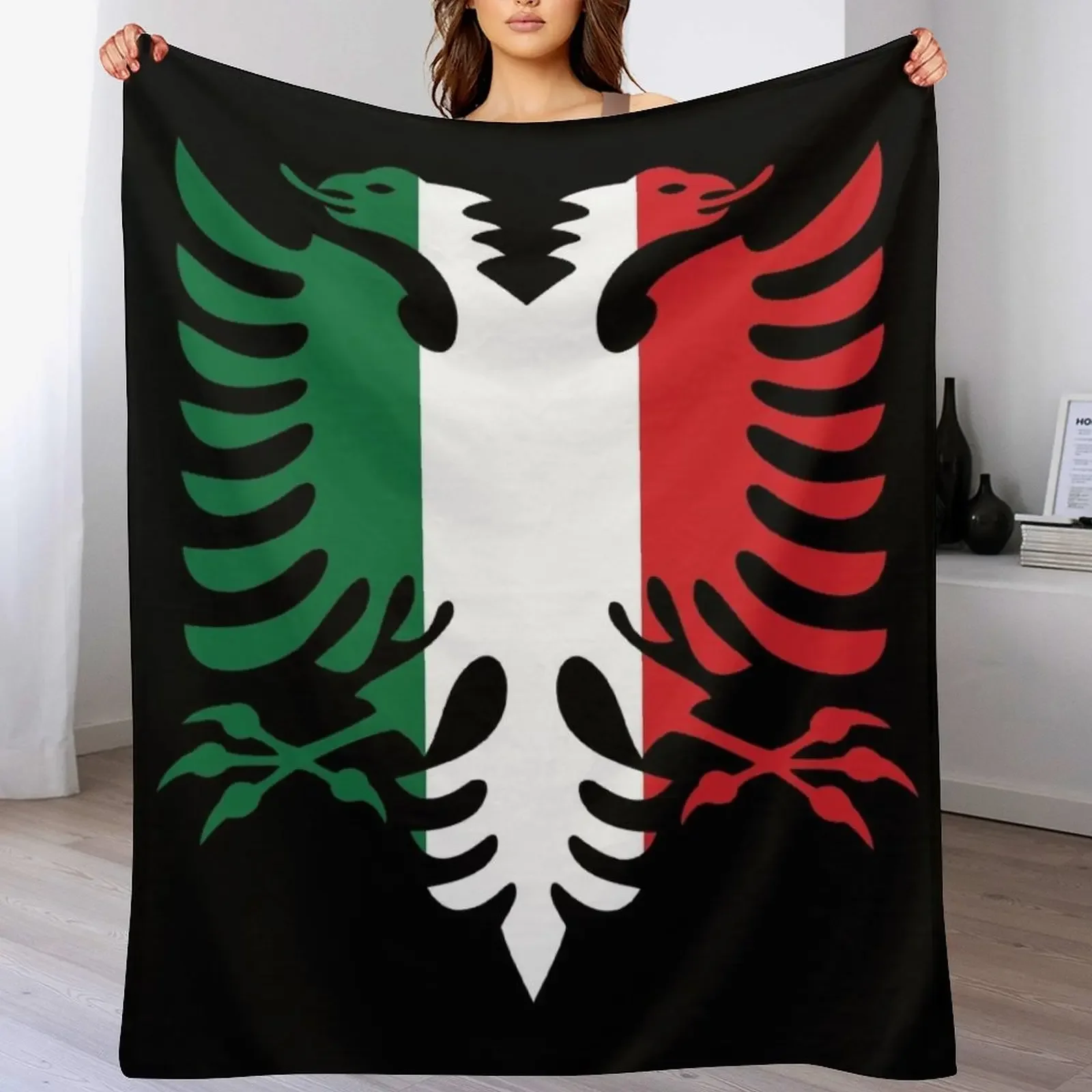

Italy Albania flag Throw Blanket Retros funny gift Camping Softest Blankets