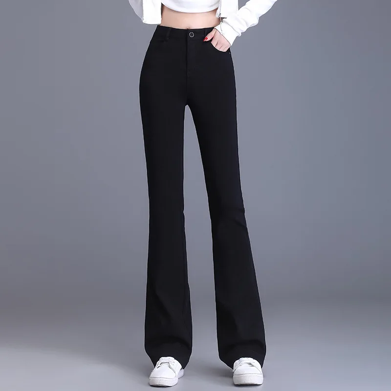 

Black Flared Jeans for Women, Autumn High Waist Slightly Flared Pants, Stretch Slim Fit, Slimming and Heightening Bootcut Pants