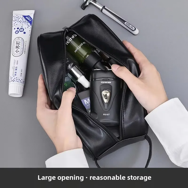 Men's Toiletry Bag Business Waterproof Wash Organizer Shaving Bag Pu Leather Cosmetic Bags Travel Lady Toiletries Makeup Handbag