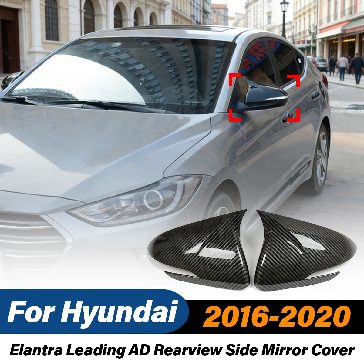

For Hyundai Elantra Leading AD 2016 2017 2018 2019 2020 Gloss Black Rearview Side Mirror Cover Car Exterior Tuning Accessories