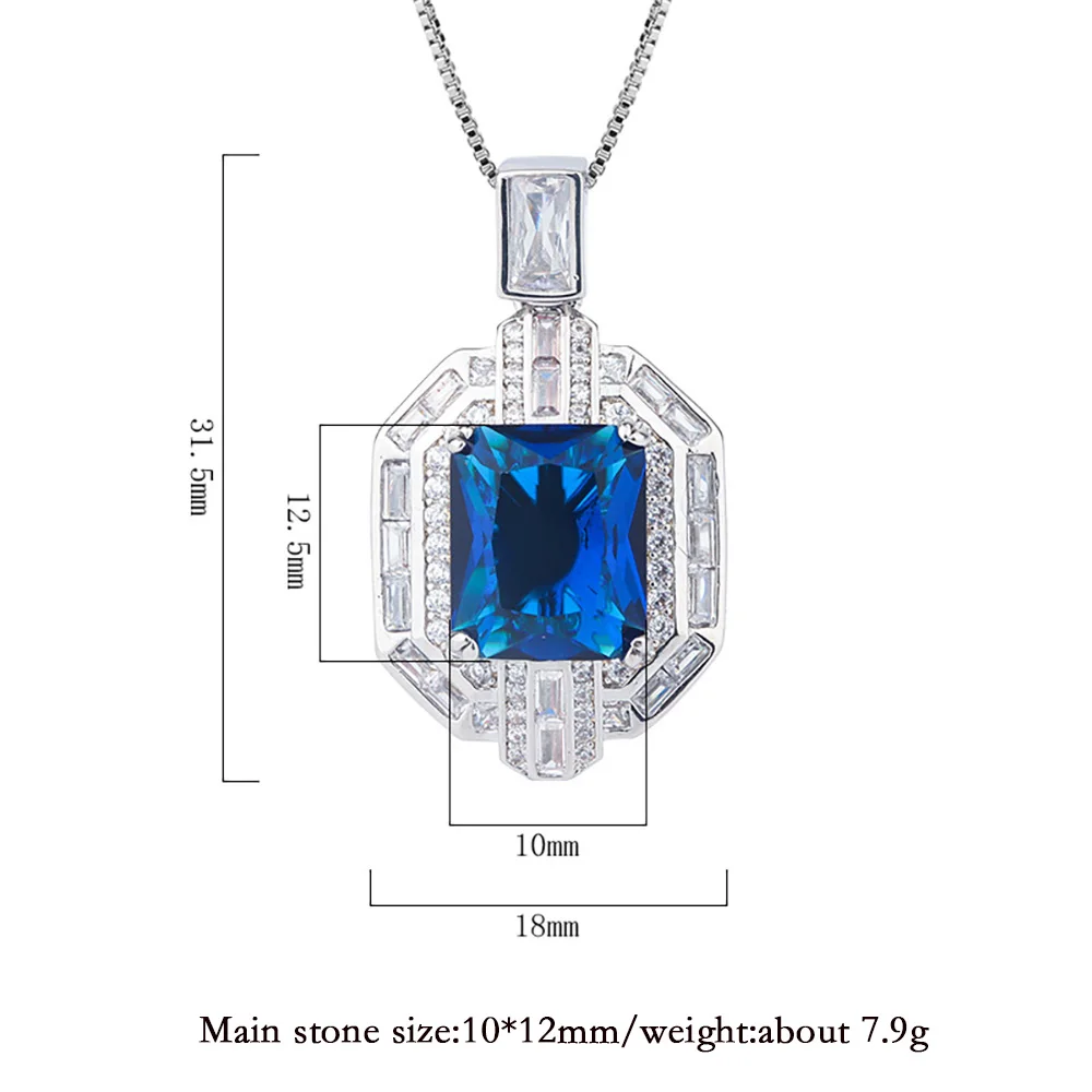 Vintage 10*12mm Sapphire Emerald Pendant Necklaces for Women Lab Diamond Gemstone Cocktail Party Fine Jewelry Gift Accessories