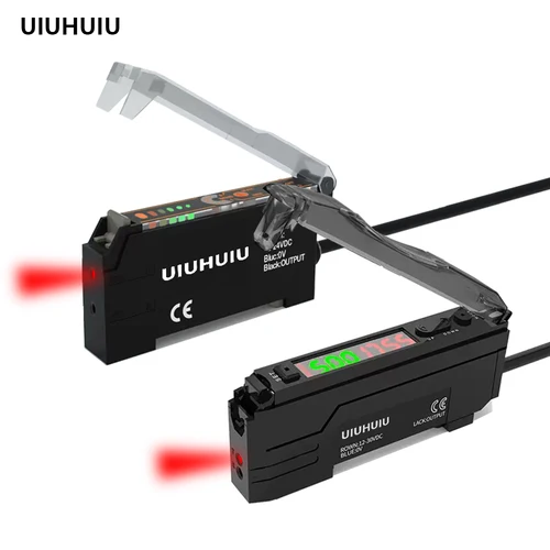 AMPLIFICADOR DE Sensor de fibra óptica con pantalla Digital, interruptor fotoeléctrico óptico de estilo económico, 10-30V CC, 3 cables, NPN, PNP