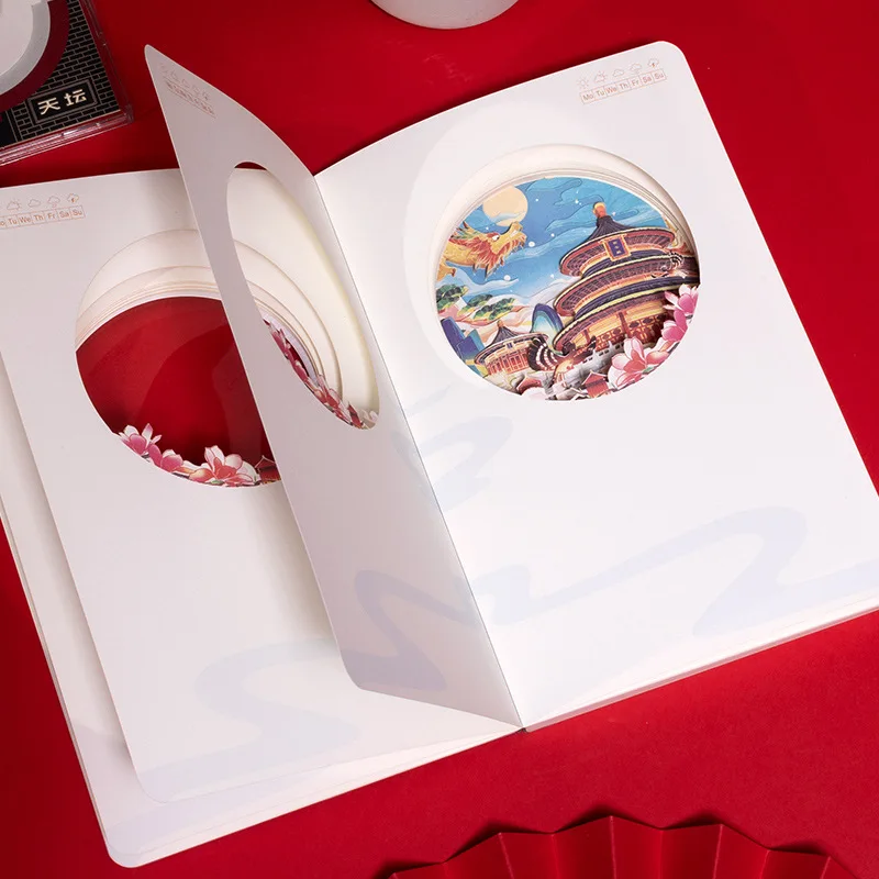 Pequim templo do céu cultural criativo caderno 3d papel oco escultura verificação em carimbar livro presente para amigos