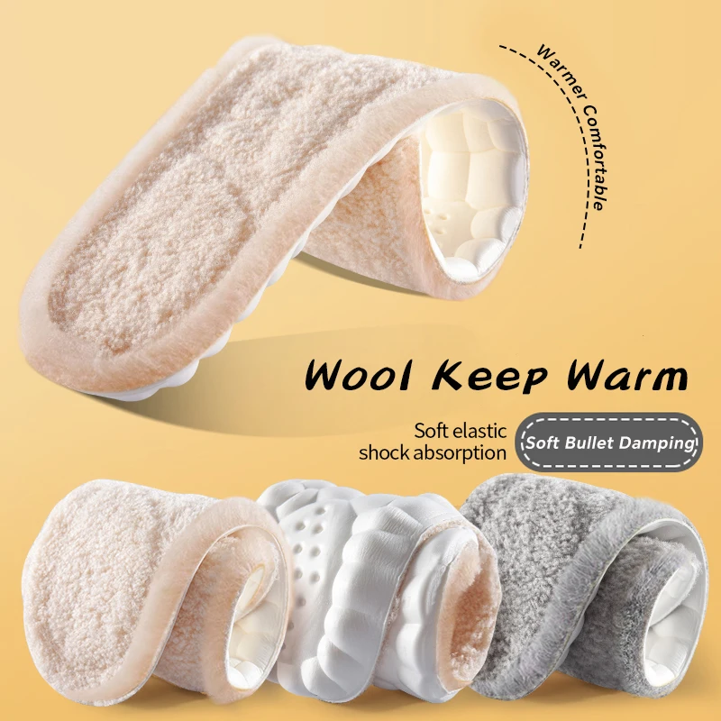 NAFOING Winter Wool Insoles for Women Men Soft Warm Shoe Inserts Fleece Shoe Pads for Shoes Boots Sport Inserts Soft Snow Boots