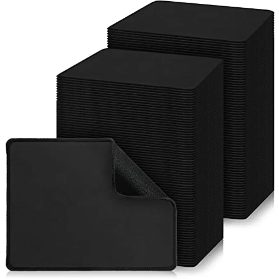 

100 Pack Mouse Pad with Stitched Brims Black Mouse Pad 2mm Non Slip Waterproof Computers Mousepads Bulk with Rubber Base Gaming
