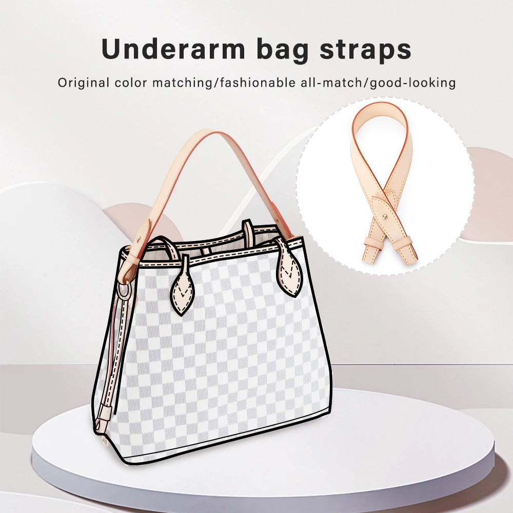 CRAZYSMITH Bag Strap For LV Neverfull Handle Straps Bag Crossbody Underarm Short Shoulder Belts Geunnie Leather Bag Accessories