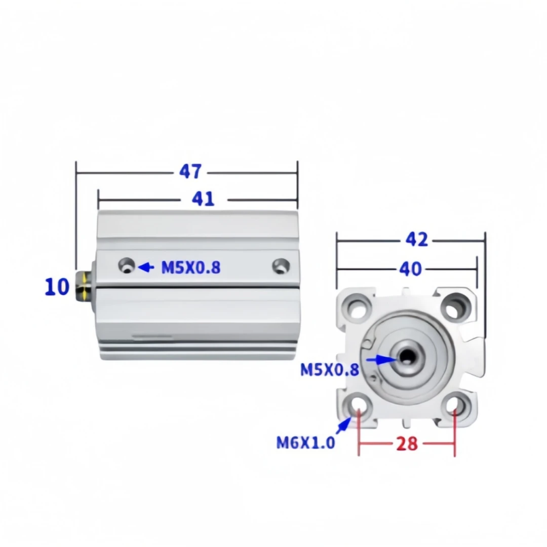 Pneumatic Cylinder 25mm Bore 80mm Stroke 48 Stroke Pneumatic  Air Cylinder  Air Cylinder SDA25-10-S